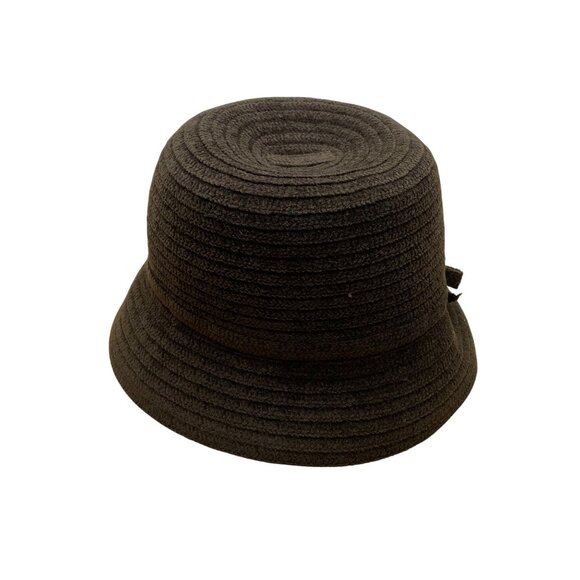 Charter Club Brown Fabric Bucket Hat Woven Texture Bow Accent - Picture 6 of 12